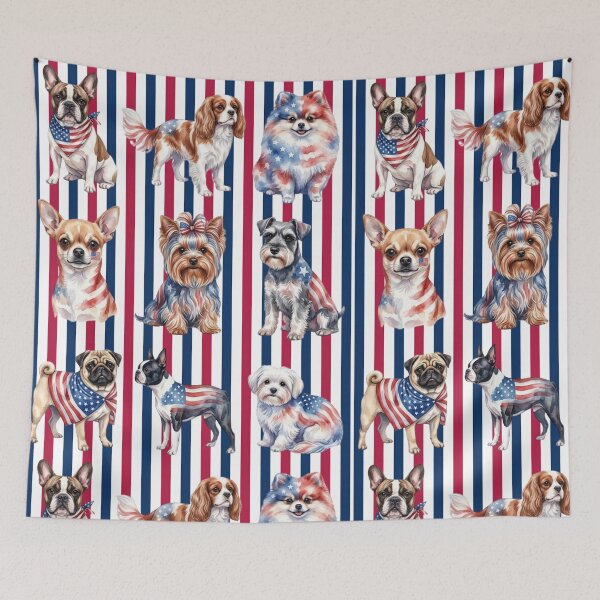 Item preview, Patriotic Small Dogs Pattern USA Flag Watercolor Red White and Blue Stripes 4th of July designed and sold by VibranPalette.