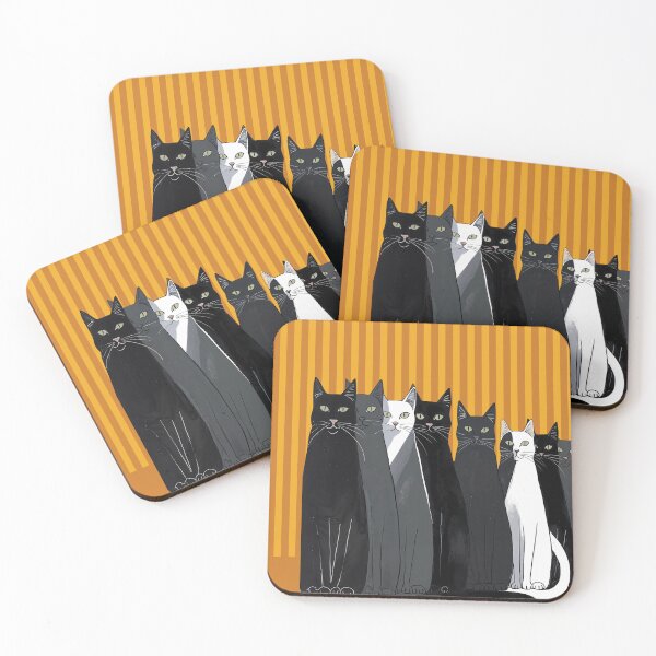Item preview, Row of Tall Cats on Orange Stripes Halloween designed and sold by TackyTime.