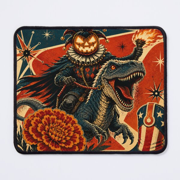 Item preview, Headless Horseman Jester Ride – Mid Century Retro Fantasy Halloween Art designed and sold by TheHorsemanRidesAgain.