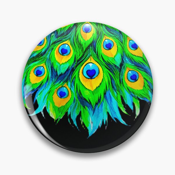 Item preview, HEARTFEATHER CASCADE – LUXE PEACOCK DREAMS SERIES - black background designed and sold by WheelieGdArt.