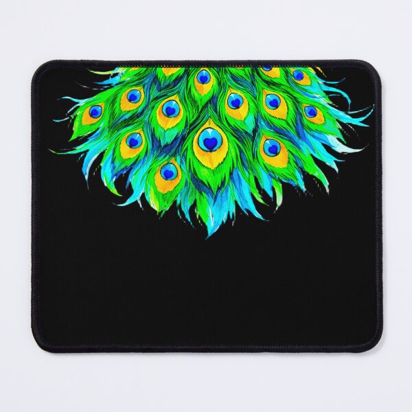 Item preview, HEARTFEATHER CASCADE – LUXE PEACOCK DREAMS SERIES - black background designed and sold by WheelieGdArt.