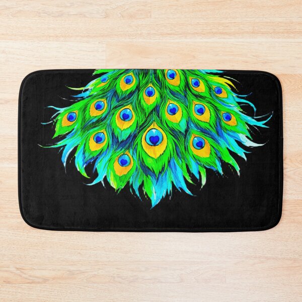 Item preview, HEARTFEATHER CASCADE – LUXE PEACOCK DREAMS SERIES - black background designed and sold by WheelieGdArt.