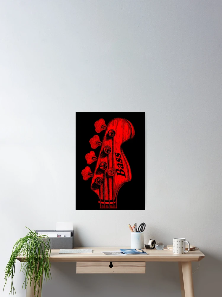 Aperçu 2 sur 3. Poster avec l'œuvre BASS ROUGE créée et vendue par ROCK_WELL.