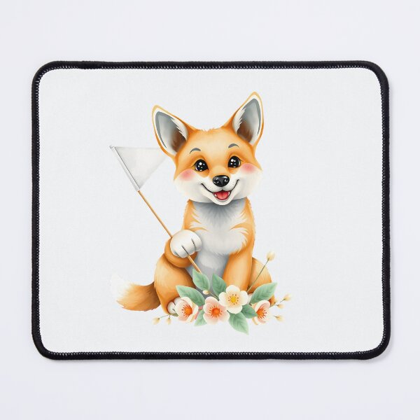Item preview, Cute Dingo Holding White Flag With Flowers designed and sold by Passionread.