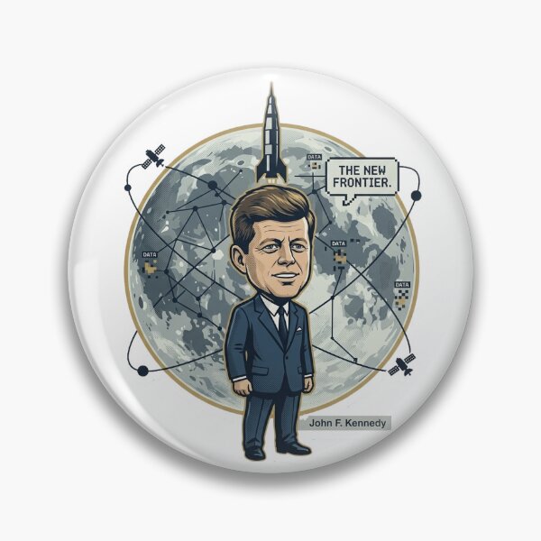 Item preview, 35th President: John F. Kennedy • "New Frontier" Retro Space Race Sticker & Apparel designed and sold by CleverCulture.