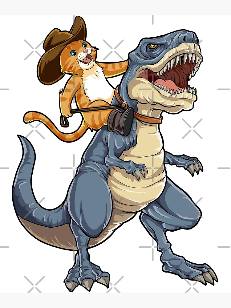 Cat Cowboy Riding T-rex Dinosaur T shirt Funny Purrassic Kitty Kitten Dino  Gifts Kids Boys Girls Men Women Tees Greeting Card for Sale by LiqueGifts