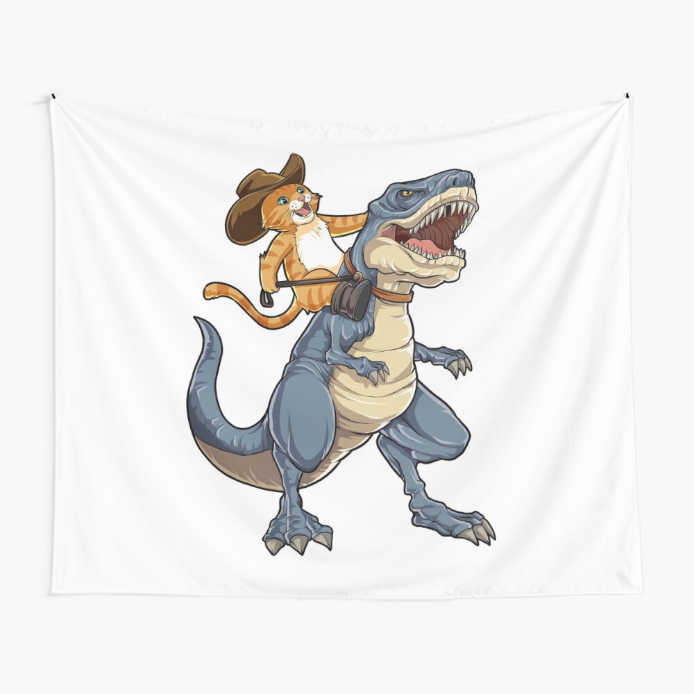 Cat Cowboy Riding T-rex Dinosaur T shirt Funny Purrassic Kitty