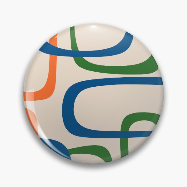 Item preview, Mid Century Modern Fine Loops Retro Pattern Blue Green Orange Mustard Beige designed and sold by kierkegaard.