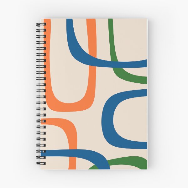 Item preview, Mid Century Modern Fine Loops Retro Pattern Blue Green Orange Mustard Beige designed and sold by kierkegaard.