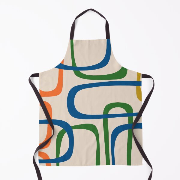 Item preview, Mid Century Modern Fine Loops Retro Pattern Blue Green Orange Mustard Beige designed and sold by kierkegaard.