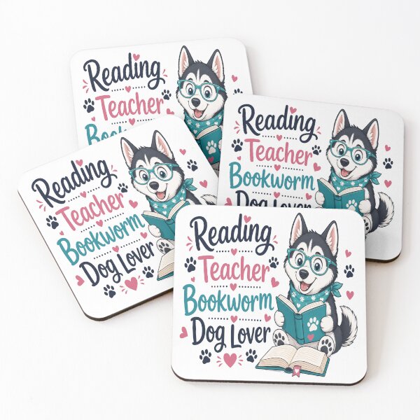 Item preview, Reading Teacher Bookworm Dog Lover Cute Husky Gift designed and sold by PlushFutura.