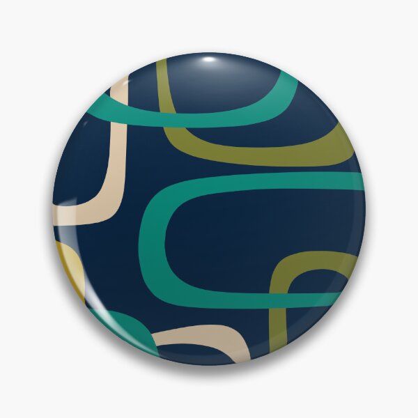 Item preview, Midcentury Modern Fine Loops Retro Pattern in Mid Mod Navy Blue Turquoise Teal Olive Green Mustard designed and sold by kierkegaard.