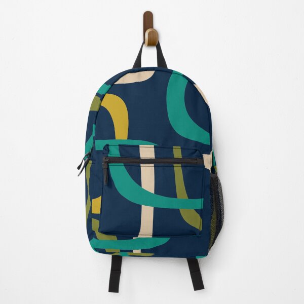 Item preview, Midcentury Modern Fine Loops Retro Pattern in Mid Mod Navy Blue Turquoise Teal Olive Green Mustard designed and sold by kierkegaard.