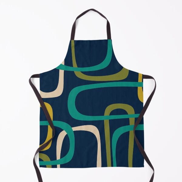 Item preview, Midcentury Modern Fine Loops Retro Pattern in Mid Mod Navy Blue Turquoise Teal Olive Green Mustard designed and sold by kierkegaard.