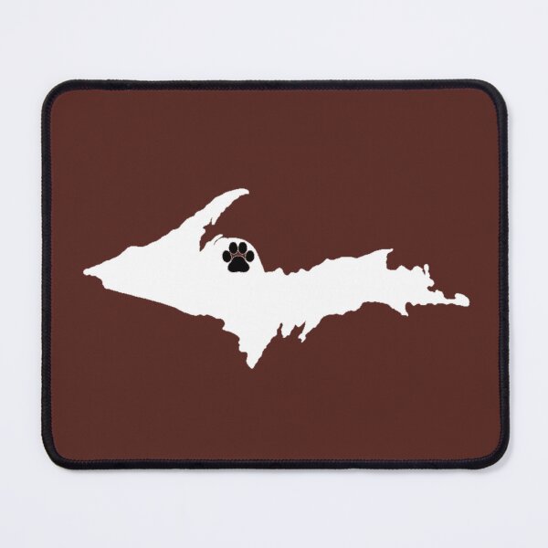 Item preview, UP map with Paw for location (white ink design) designed and sold by 2BrokeYoopers.