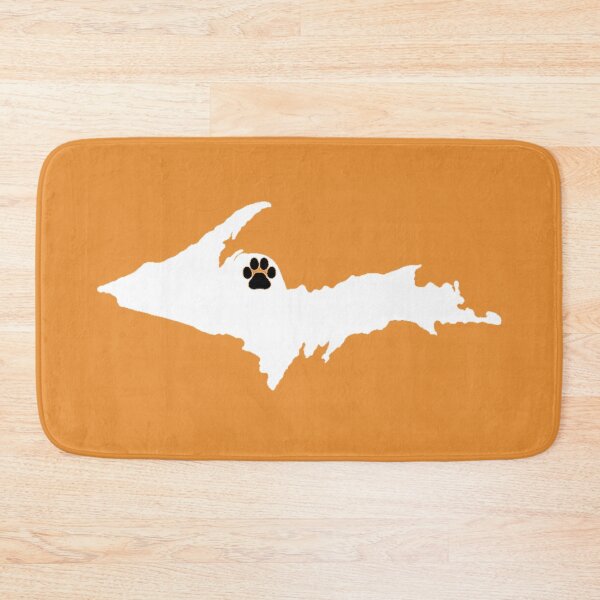 Item preview, UP map with Paw for location (white ink design) designed and sold by 2BrokeYoopers.