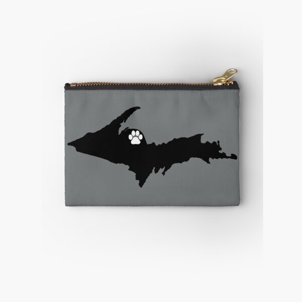Item preview, UP map with Paw for location (black ink design) designed and sold by 2BrokeYoopers.