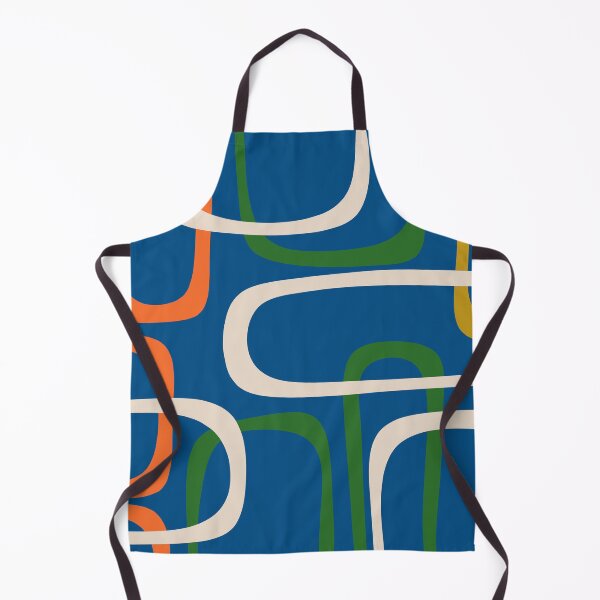Item preview, Mid Century Modern Fine Loops Retro Pattern in Blue Green Orange Mustard Beige designed and sold by kierkegaard.