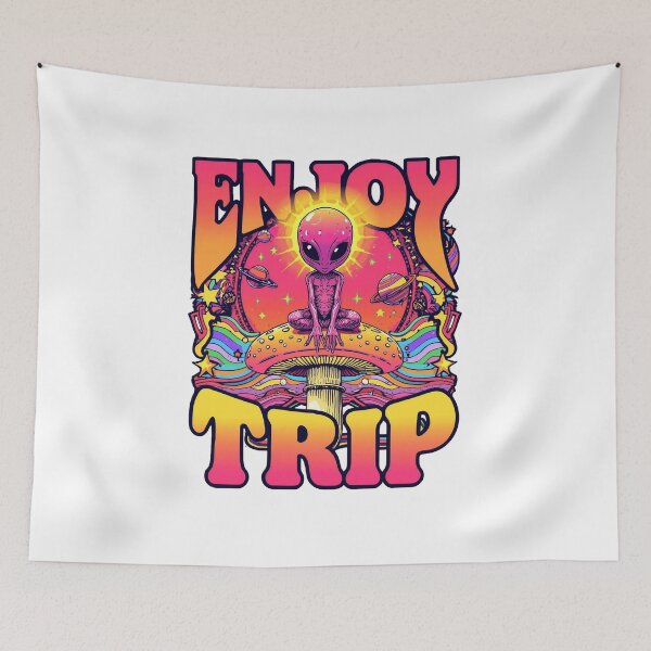 Item preview, Enjoy The Trip Psychedelic Shirt, Trippy Alien Mushroom Tee, Festival Rave Outfit, Colorful Hippie Art designed and sold by JaiSoftStudio.