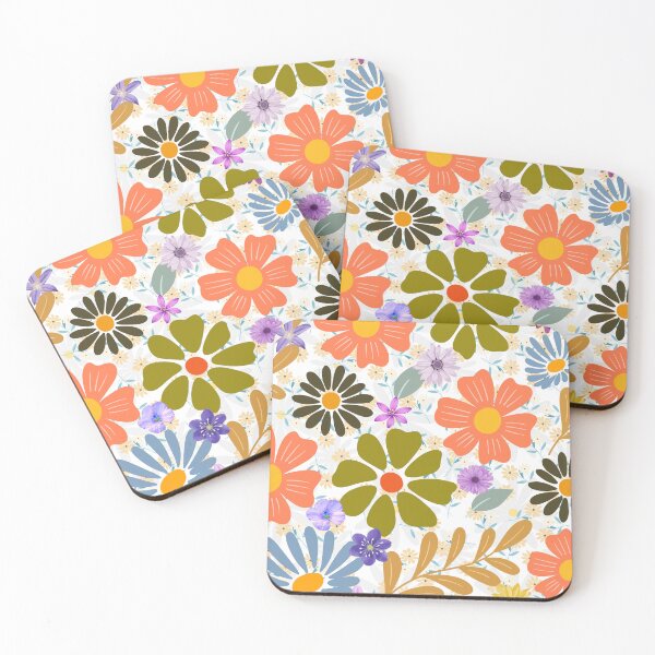 Item preview, Retro 70s Floral Seamless Pattern Groovy Daisy Flowers Vintage Orange and Green Botanical  designed and sold by VibranPalette.