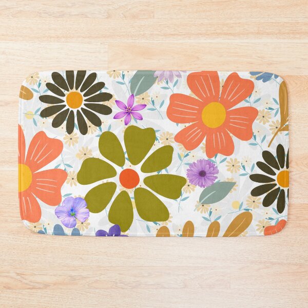 Item preview, Retro 70s Floral Seamless Pattern Groovy Daisy Flowers Vintage Orange and Green Botanical  designed and sold by VibranPalette.
