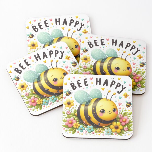 Item preview, Cute Bee Happy Chibi Bumblebee Floral Watercolor Sticker designed and sold by carestazafeli.