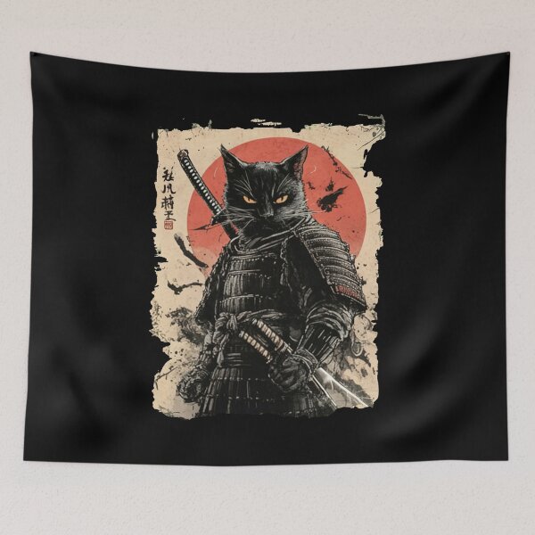 Item preview, Cat Samurai Warrior Vintage designed and sold by Hedoraxe.