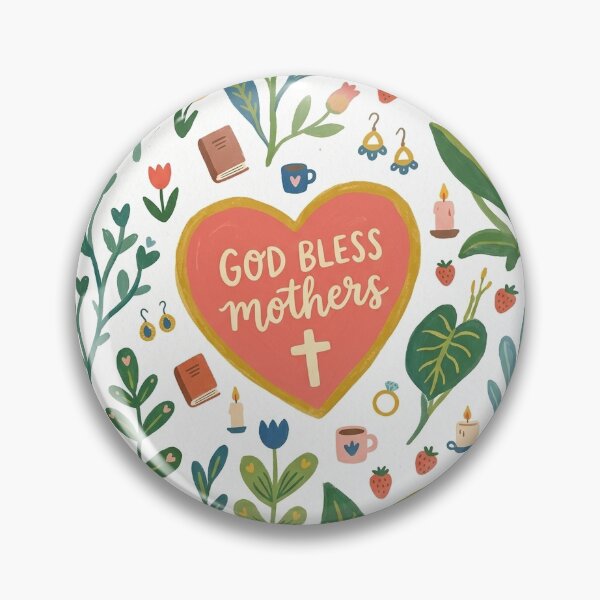 Item preview, God Bless Mother Cute Heart with Green Leaves Faith Graphic designed and sold by OHSHALOM.
