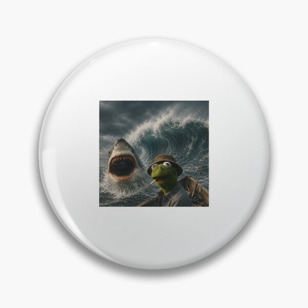 Item preview, funny smoking frog meme vintage shark attack parody designed and sold by thomas-frame.