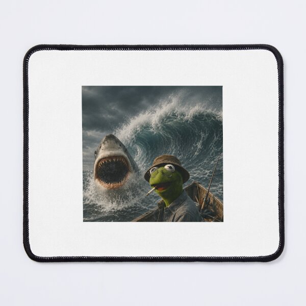 Item preview, funny smoking frog meme vintage shark attack parody designed and sold by thomas-frame.
