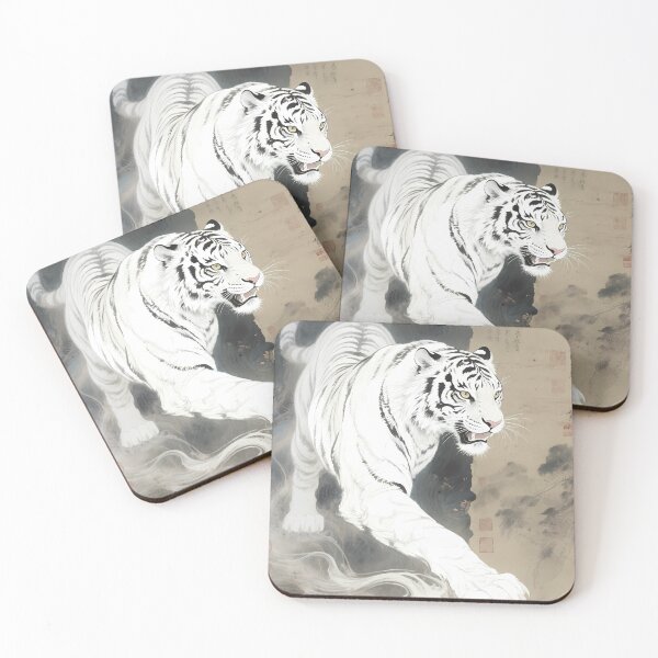 Item preview, The Alabaster Gale: Silver-White Tiger Primal Majesty Art designed and sold by Studio Lumiére Zeit.