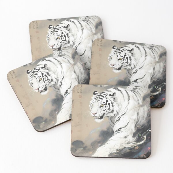 Item preview, The Lunar Aegis: Frost-Silver White Tiger Celestial Judgment Art designed and sold by Studio Lumiére Zeit.