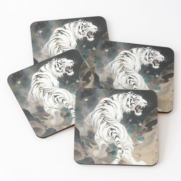 Item preview, The Stardust Requiem: Silver-Gold White Tiger Eternal Astral Art designed and sold by Studio Lumiére Zeit.