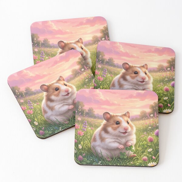 Item preview, Adorable Brown & White Hamster Sunset Art Print designed and sold by AD373.