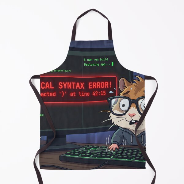 Item preview, Funny Hamster Programmer Syntax Error Dark Mode designed and sold by MintedMinds.