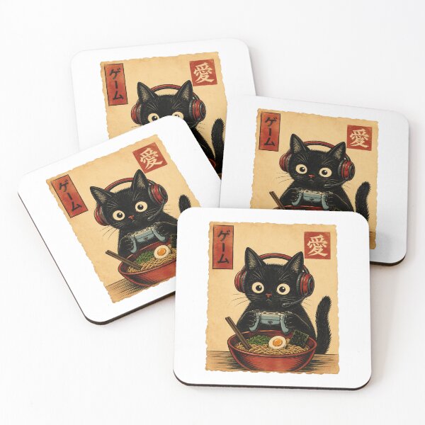 Item preview, cute kawaii gamer cat funny ramen retro japanese cat gaming designed and sold by thomas-frame.