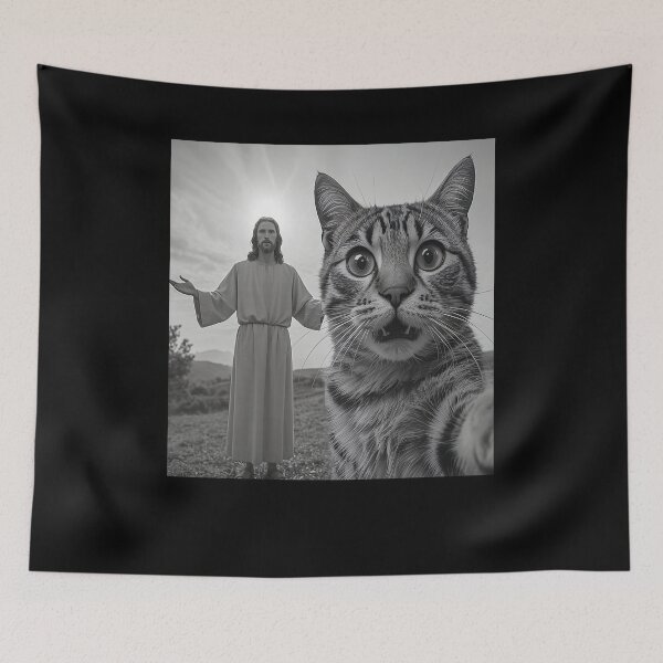 Item preview, Cat Selfie With Jesus Funny Meme designed and sold by nosu-art-pod.