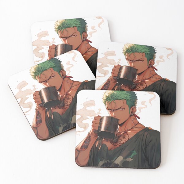 Item preview, Roronoa Zoro One Piece Coffee Break Green Hair Anime designed and sold by MicaheHaffner.