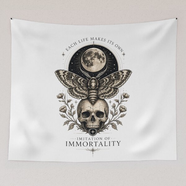 Item preview, Each life makes its own imitation of Immortality - Skull and Moth Dark Academia Art designed and sold by Extravanganzza.