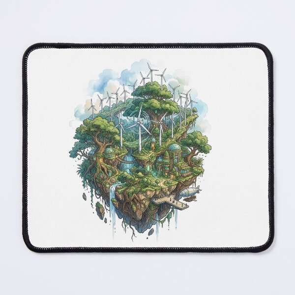 Item preview, Solarpunk Wind Farm Floating Green Island Future designed and sold by PictoVibe.