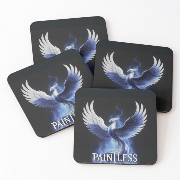 Item preview, PAIN|LESS - Blue Fire Phoenix Rising Motivational Art designed and sold by RAMHEARTS.