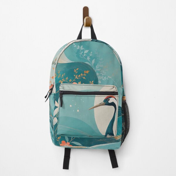 Item preview, Graceful Japanese Crane in Dreamy Tropical Landscape designed and sold by ms_illustration.