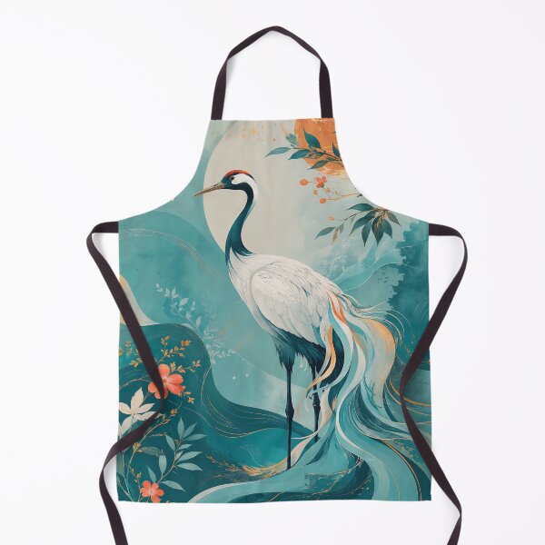 Item preview, Graceful Japanese Crane in Dreamy Tropical Landscape designed and sold by ms_illustration.