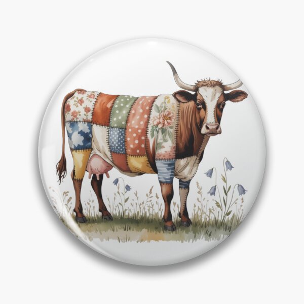 Item preview, Vintage Heritage Patchwork Cow Illustration - Classic Nostalgic Barnyard Quilt Art designed and sold by Picasfarmer.