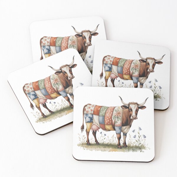 Item preview, Vintage Heritage Patchwork Cow Illustration - Classic Nostalgic Barnyard Quilt Art designed and sold by Picasfarmer.
