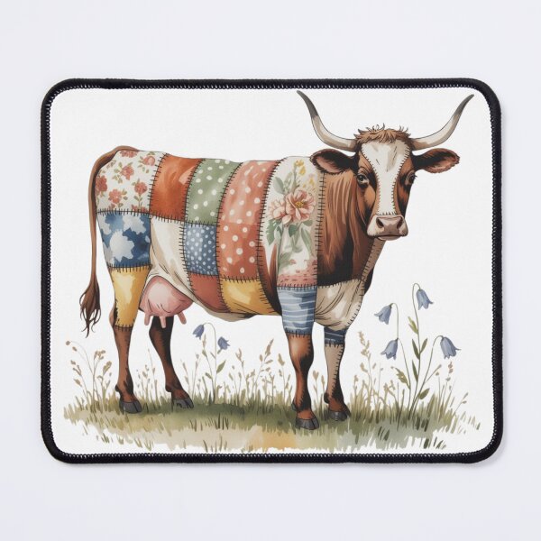 Item preview, Vintage Heritage Patchwork Cow Illustration - Classic Nostalgic Barnyard Quilt Art designed and sold by Picasfarmer.