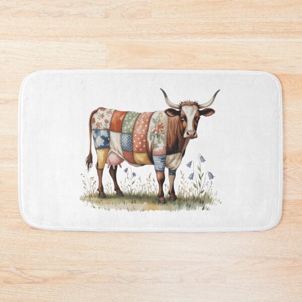 Item preview, Vintage Heritage Patchwork Cow Illustration - Classic Nostalgic Barnyard Quilt Art designed and sold by Picasfarmer.