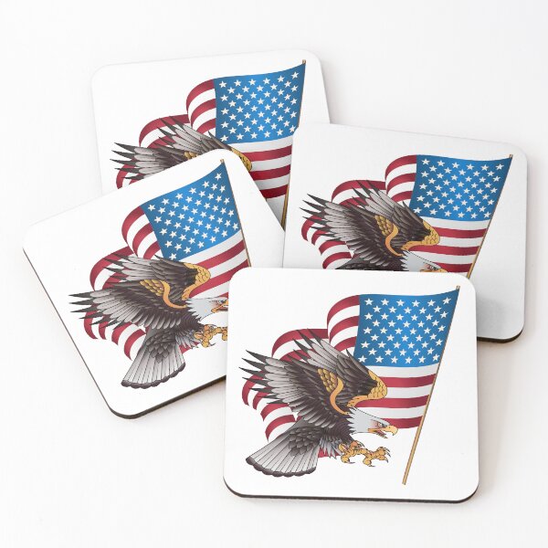 Item preview, Swooping Bald Eagle with Waving American Flag designed and sold by dcohea.