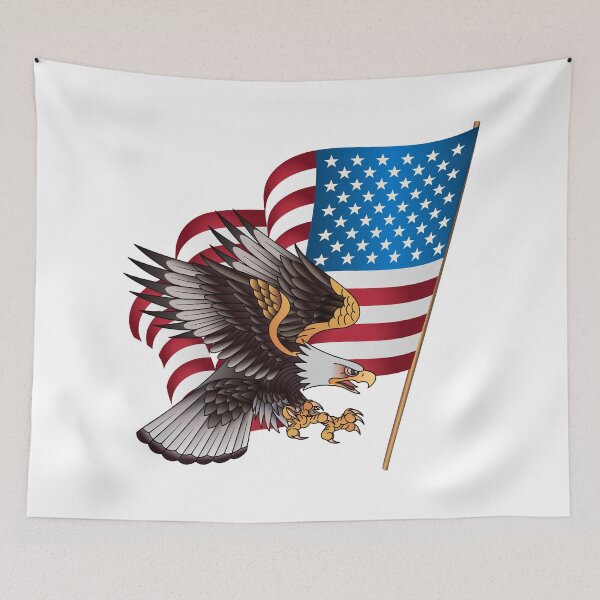 Item preview, Swooping Bald Eagle with Waving American Flag designed and sold by dcohea.