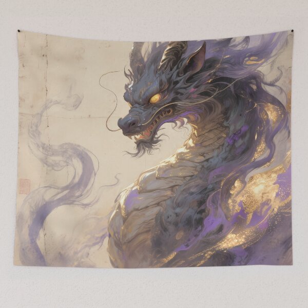 Item preview, The Royal Sentinel: Purple & Gold Qilin Guardian Art designed and sold by Studio Lumiére Zeit.